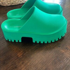 Jeffrey Campbell Bright Green Platform Mules